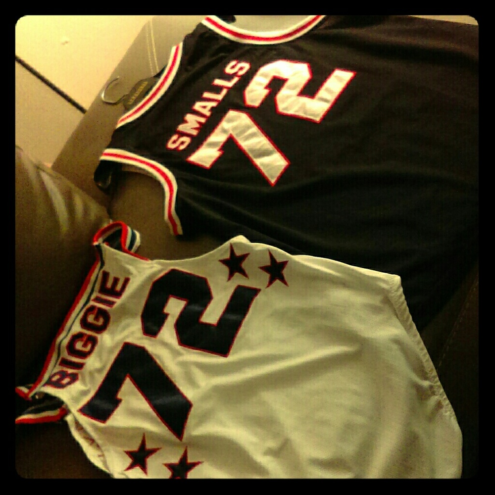 Vintage hers and his basketball jersey.